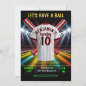 Invitation d'anniversaire de baseball ou de softba (Devant)