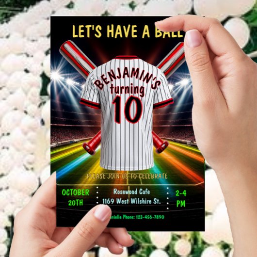 Invitation d'anniversaire de baseball ou de softba
