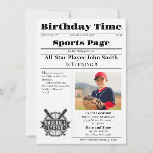 Invitation d'anniversaire de baseball personnalisé