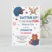 Invitation d'anniversaire de baseball personnalisé (Debout devant)