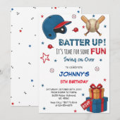 Invitation d'anniversaire de baseball personnalisé (Devant / Derrière)
