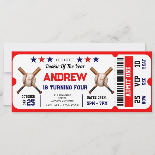 Invitation d'anniversaire de baseball personnelle (Devant)