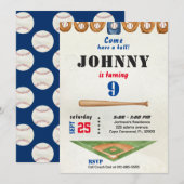 Invitation d'anniversaire de baseball pour garçon (Devant / Derrière)