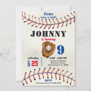 Invitation d'anniversaire de baseball pour garçon 