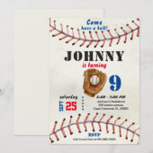 Invitation d'anniversaire de baseball pour garçon  (Devant / Derrière)