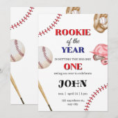 Invitation d'anniversaire de baseball Recrue de l' (Devant / Derrière)
