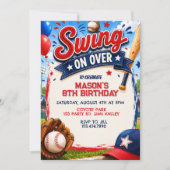 Invitation d'anniversaire de baseball Swing On Ove (Devant)