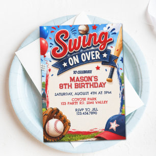 Invitation d'anniversaire de baseball Swing On Ove