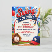 Invitation d'anniversaire de baseball Swing On Ove (Debout devant)