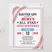 Invitation d'anniversaire de baseball - TOUS ÂGES (Devant)