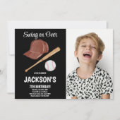 Invitation d'anniversaire de Baseballs avec Noir (Devant)