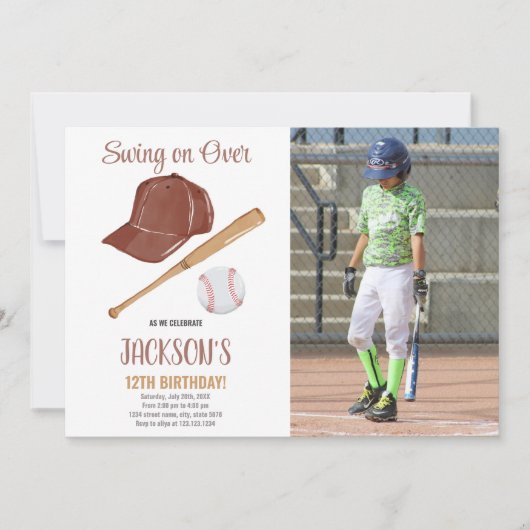 Invitation d'anniversaire de Baseballs avec photo (Devant)