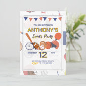 Invitation d'anniversaire de Bash Sports All-Star (Debout devant)