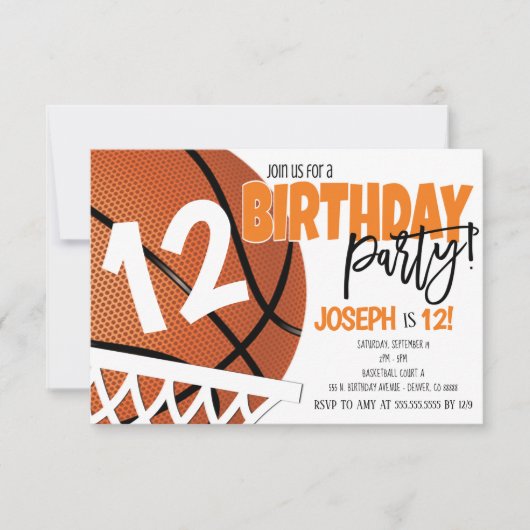 Invitation d'anniversaire de basket-ball (Devant)