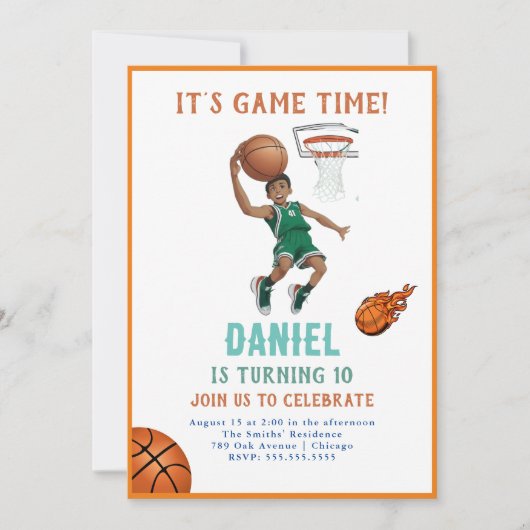 Invitation d'anniversaire de basket-ball (Devant)