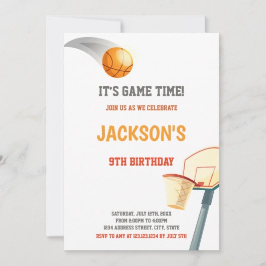 Invitation d'anniversaire de basket-ball (Devant)