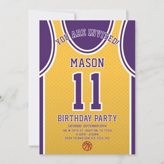 Invitation d'anniversaire de basket-ball (Devant)