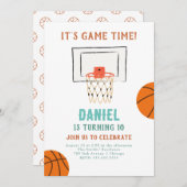 Invitation d'anniversaire de basket-ball (Devant / Derrière)