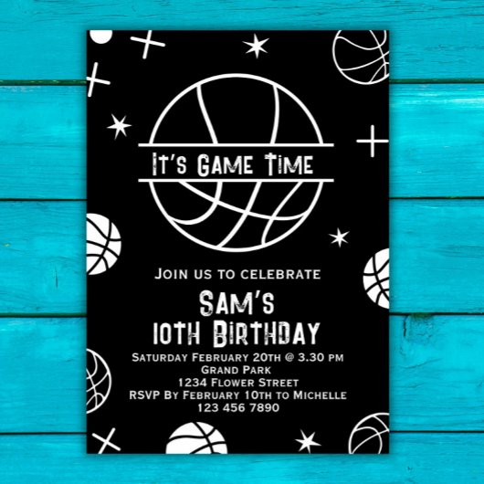 Invitation d'anniversaire de basket-ball, Basket B