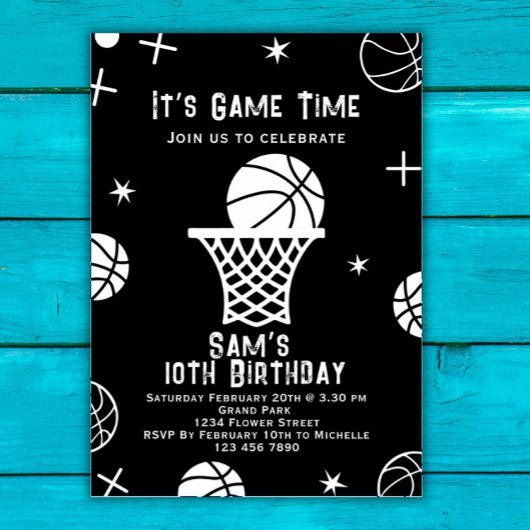Invitation d'anniversaire de basket-ball, Basket B