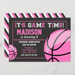 Invitation d'anniversaire de basket-ball Chalkboar