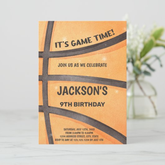 Invitation d'anniversaire de basket-ball complet (Debout devant)