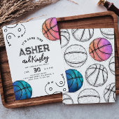 Invitation d'anniversaire de basket-ball conjoint