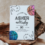 Invitation d'anniversaire de basket-ball conjoint