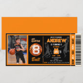 Invitation d'anniversaire de basket-ball de champi (Devant / Derrière)