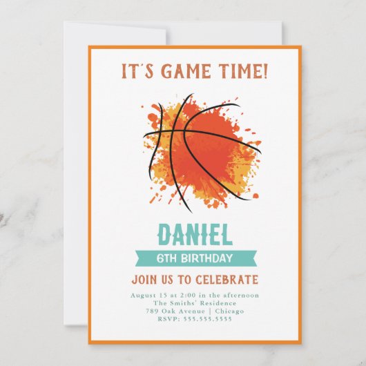 Invitation d'anniversaire de basket-ball moderne (Devant)