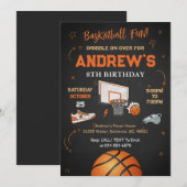 Invitation d'anniversaire de basket-ball pour enfa (Devant / Derrière)