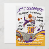 Invitation d'anniversaire de basket-ball pour enfa (Devant / Derrière)