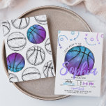 Invitation d'anniversaire de basket-ball violet<br><div class="desc">Basketball Anniversaire Fête Invitation Prêt à être personnalisé par vous!</div>