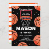 Invitation d'anniversaire de basketball (Devant / Derrière)