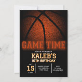 Invitation d'anniversaire de basketball à l'heure (Devant)