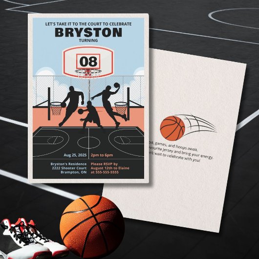 Invitation d'anniversaire de basketball "Emmenez-l