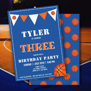 Invitation d'anniversaire de basketball garçon 3e