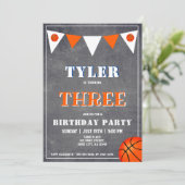 Invitation d'anniversaire de basketball garçon 3e (Debout devant)