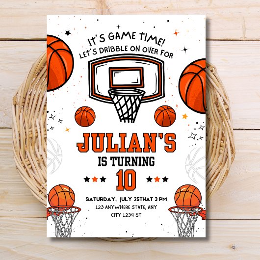Invitation d'anniversaire de basketball, Heure de