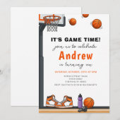 Invitation d'anniversaire de basketball moderne pe (Devant / Derrière)