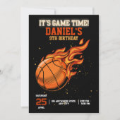 Invitation d'anniversaire de basketball modifiable (Devant)
