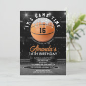 Invitation d'anniversaire de basketball Orange et (Debout devant)