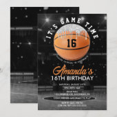 Invitation d'anniversaire de basketball Orange et (Devant / Derrière)