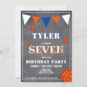 Invitation d'anniversaire de basketball Orange Tab (Devant)