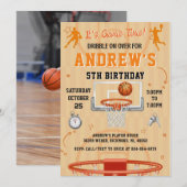 Invitation d'anniversaire de basketball personnali (Devant / Derrière)