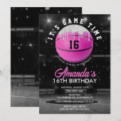 Invitation d'anniversaire de basketball pour fille (Devant / Derrière)