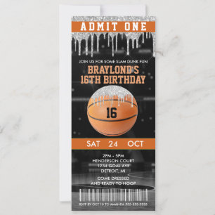 Invitation d'anniversaire de basketball qui dégoul