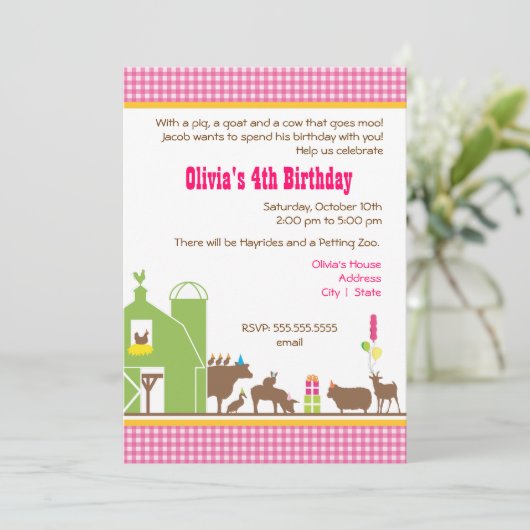 Invitation d'anniversaire de basse-cour (Debout devant)