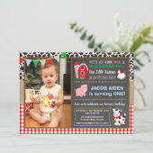 Invitation d'anniversaire de basse-cour avec la (Debout devant)