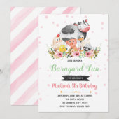 Invitation d'anniversaire de basse-cour de ressort (Devant / Derrière)